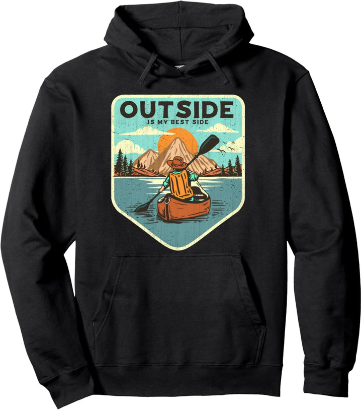 Retro Kayaking Shirt Outside Lake River Paddeln Kanu Kajak Pullover Hoodie