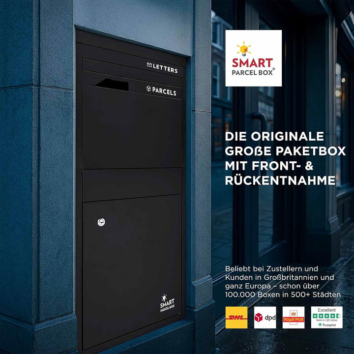 SMART PARCEL BOX Paketbox draussen, Standbriefkasten mit Paketfach, Paketbriefkasten XXL, grosse Pos