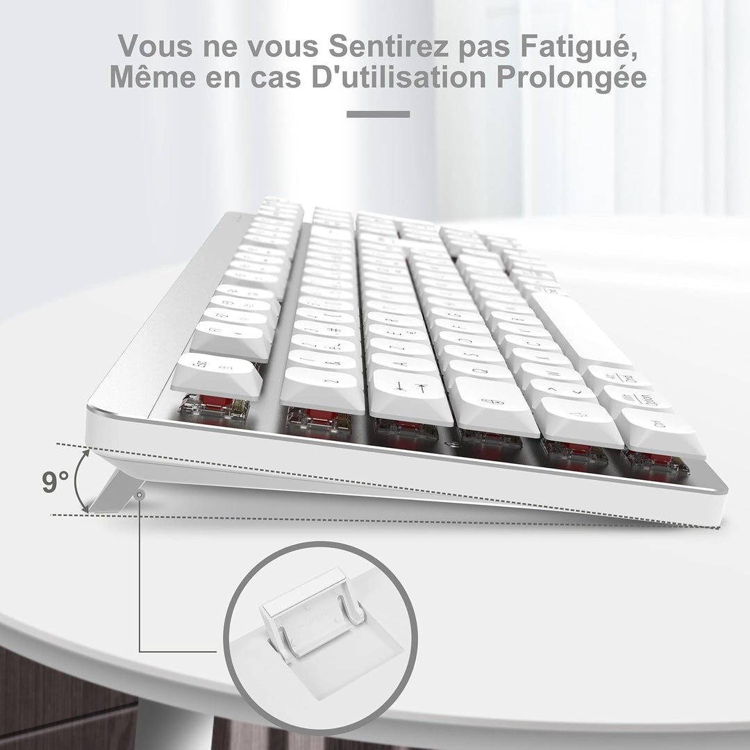 LeadsaiL FA98 Mechanische Tastatur, kabellos, mit Tastatur und Maus mit rotem Schalter, französische