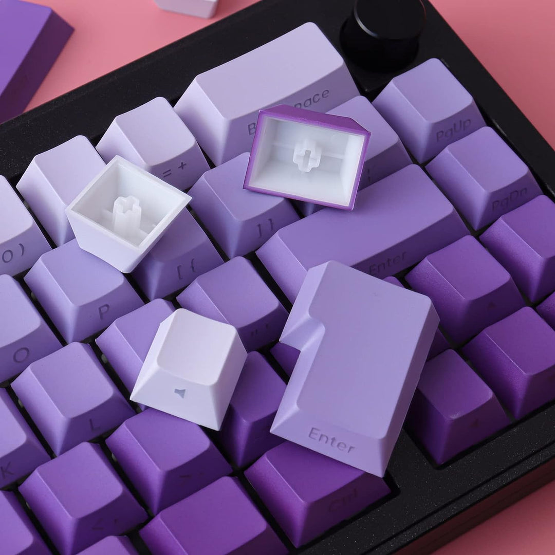 Keycaps PBT Transparente Keycaps Letter Side Engraved Purple Gradient Keycaps 135 Tasten Custom ANSI