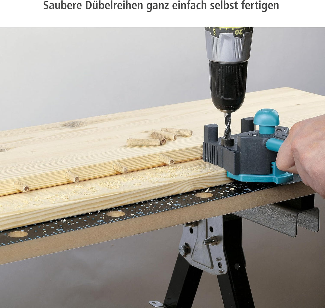 wolfcraft Meisterdübler Universal-Dübelhilfe 4640000 / Praktische Dübelhilfe für saubere Eck-, T- un