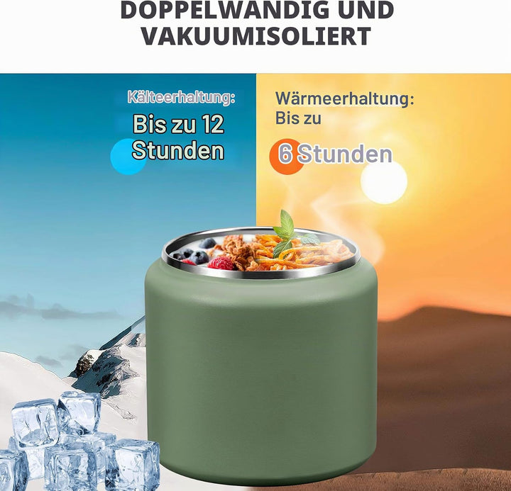 Itslife Thermobehälter für Essen 760ml, Thermo Lunchbox Kinder mit Schnallendeckel und Löffel, Warmh