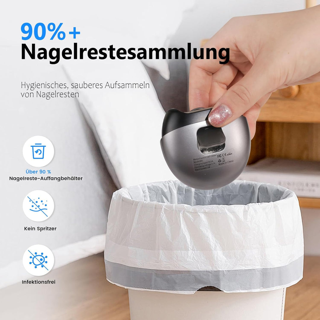 Aokitec Elektrischer Nagelknipser, Elektrischer Nagelschneider, Automatischer Nail Clipper mit LED-L