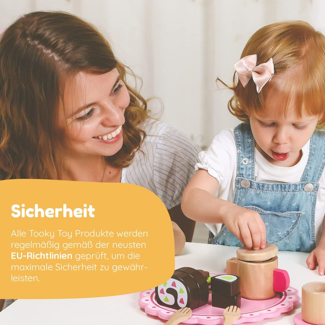 Tooky Toy Holz Jahresuhr für Kinder - Lernuhr - Kalenderuhr - Lerntaffel - Uhr, Wochentage, Monate,