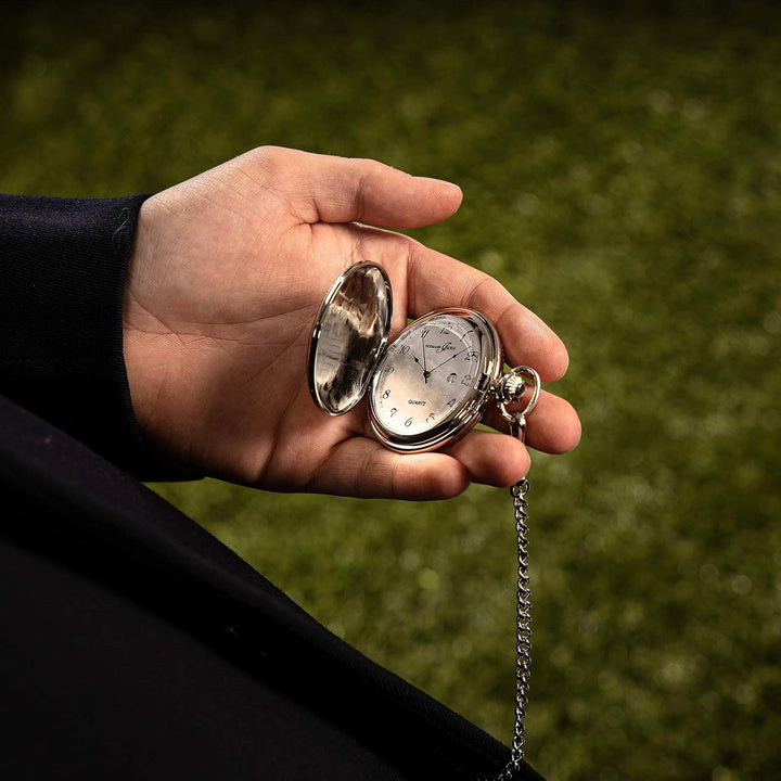Hermann Jäckle Tübingen Elegante Taschenuhr mit hochwertigem Quarzwerk &amp; Datumsanzeige I Qualitätsha