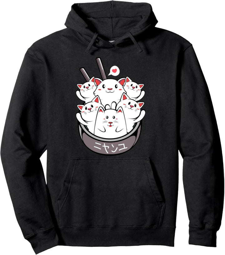 Kawaii Katzen Kätzchen Haustiere Ramen Sushi Japanisch Essen Pullover Hoodie