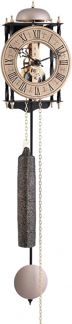 Hermle Uhrenmanufaktur Skelett-Pendelwanduhr, Schmiedeeisen, Gold, 62cm x 15cm x 10cm