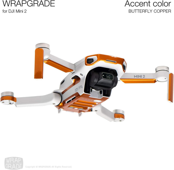 Wrapgrade Skin Sticker Set Kompatibel mit DJI Mini 2 | Akzentfarbe (BUTTERFLY COPPER), Butterfly Cop