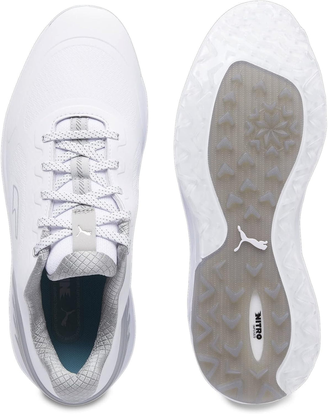 PUMA Herren Alphacat Nitro Golfschuh 41 EU Puma White Flat Light Gray Puma Silver, 41 EU Puma White