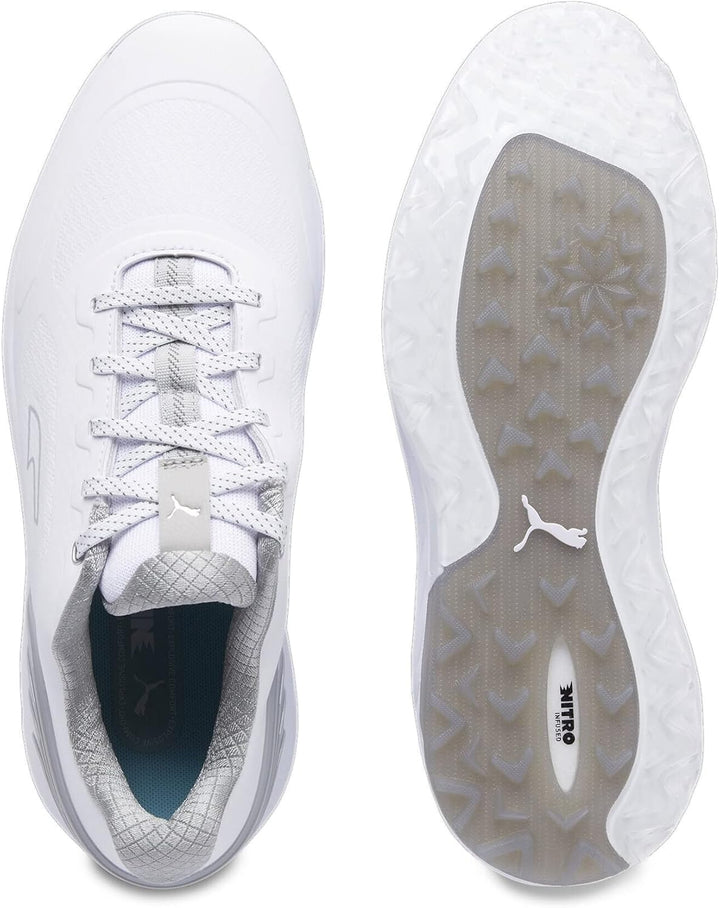 PUMA Herren Alphacat Nitro Golfschuh 41 EU Puma White Flat Light Gray Puma Silver, 41 EU Puma White