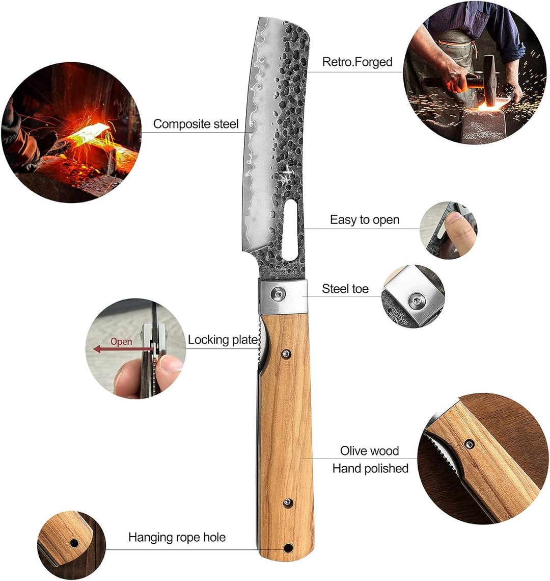 SENBON 440 Geschmiedeter Edelstahl Camping Chef Klinge Sharp japanisches stil Faltküche Messer Tragb