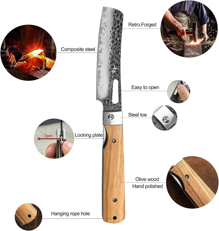 SENBON 440 Geschmiedeter Edelstahl Camping Chef Klinge Sharp japanisches stil Faltküche Messer Tragb
