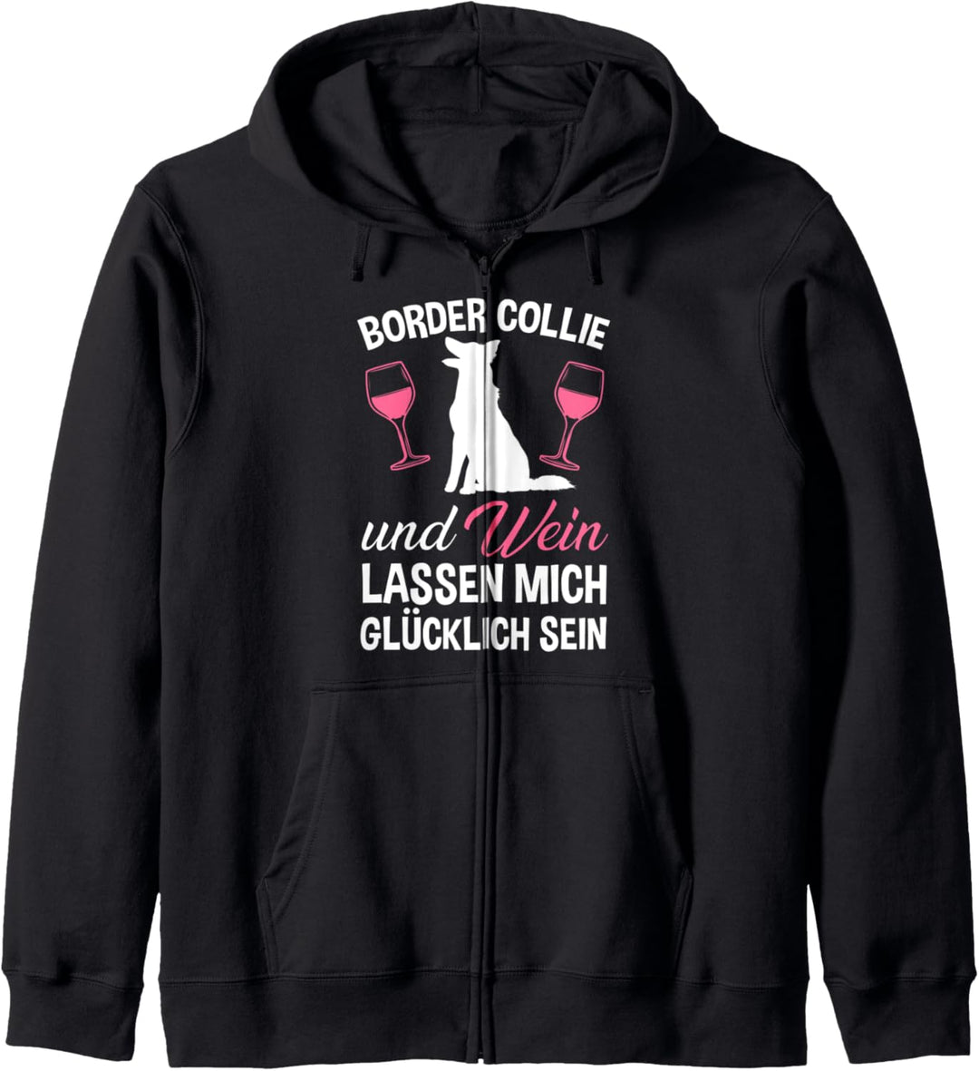 Border Collie und Wein Kapuzenjacke