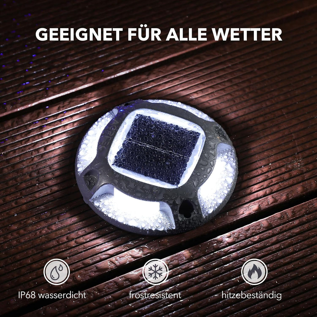 AGPTEK 8 Stück Solar Bodenleuchten Aussen 2 Farbmodi IP68 Wasserdicht Solar Deck Lights Aluminium Bo