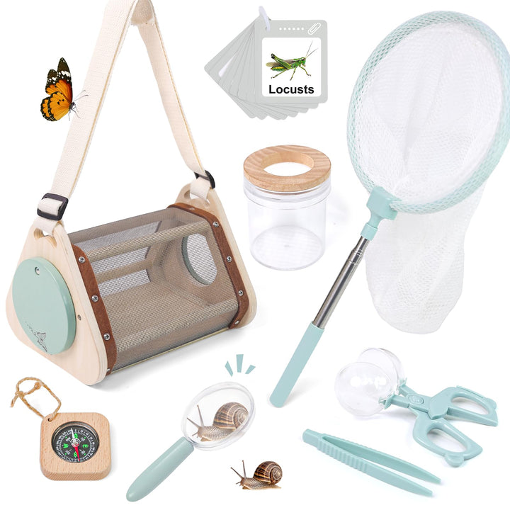 Kinder Abenteuer Entdecker Bug Set Outdoor Entdecker Set, mit Insektenbox, Schmetterlingsfangnetz, L