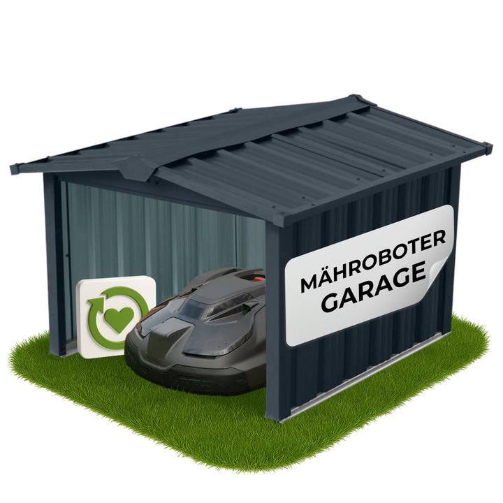 STREND PRO Mähroboter Garage Metall Anthrazit 86x88x60 cm | WETTERFEST | UV-beständig | Unterstand |