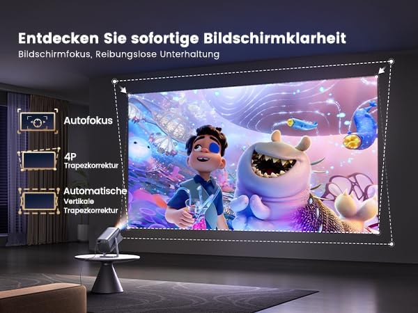 Mini Beamer 4K 600ANSI Smart Beamer 4K Full HD 1080P Auto Fokus Auto Vertikale Trapezkorrektur Proje