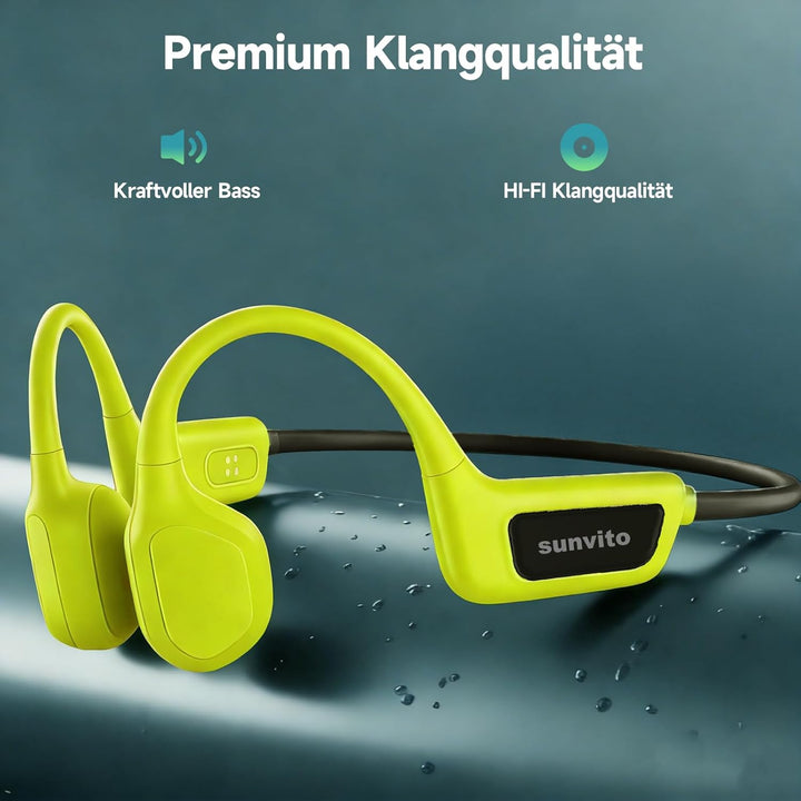 sunvito Kopfhörer Schwimmen, Knochenschall Kopfhörer Bluetooth 5.4, IPX8 Wasserdicht,Sportkopfhörer
