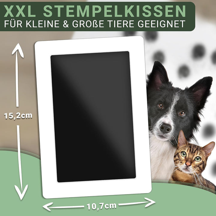 PFOTENGUT® XXL Pfotenabdruck Set inkl. 3 Stempelkissen und 6 Druckkarten - Hochwertiges Pfotenabdruc