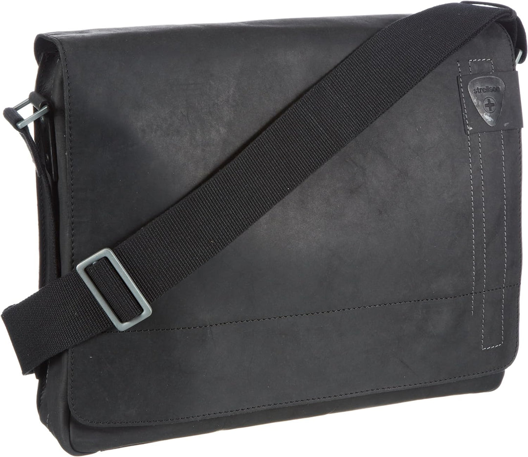 Strellson Herren Messenger Richmond Tasche aus Leder Schwarz (Black 900), Schwarz (Black 900)
