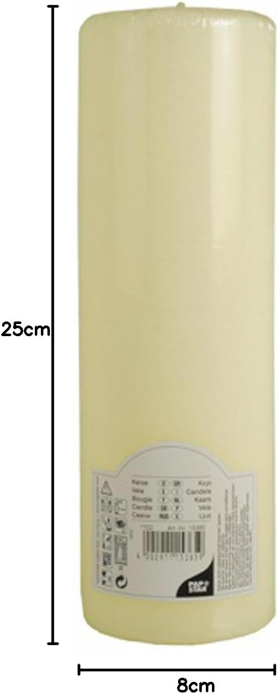 PAPSTAR 1 Karton = 6xStumpenkerze Ø 80 mm · 250 mm Elfenbein 15365