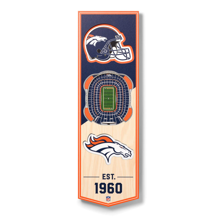 YouTheFan NFL 3D Stadion Banner, 15,2 x 48,3 cm Denver Broncos, Denver Broncos