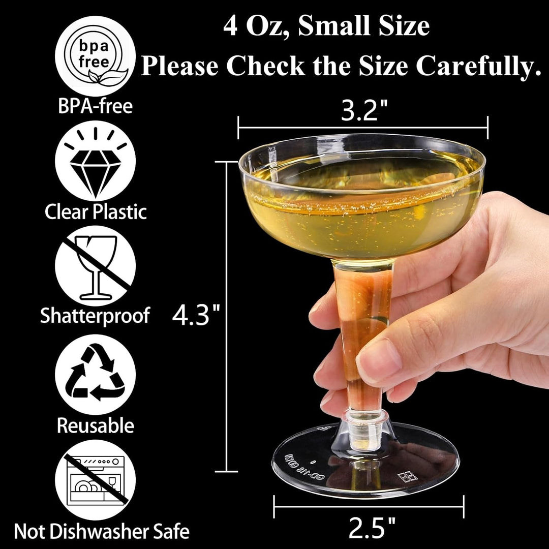 Hacaroa 75 Stück Kunststoff Champagner Coupe, 120 ml Champagner Gläser Cocktail Gläser, Einweg Party