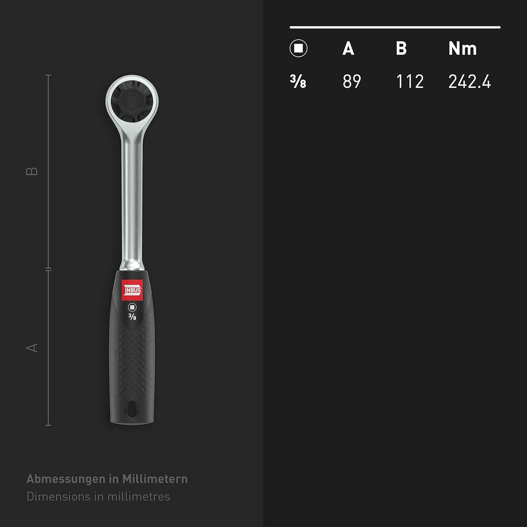 INBUS® 74070 Ratsche 3/8", mit Feinverzahnung (72 Zähne), 3/8"