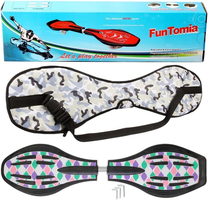 FunTomia Waveboard Original ABEC9 Kugellager inkl. Tasche - Bis 120kg - (Verschiedene Farbdesigns) L