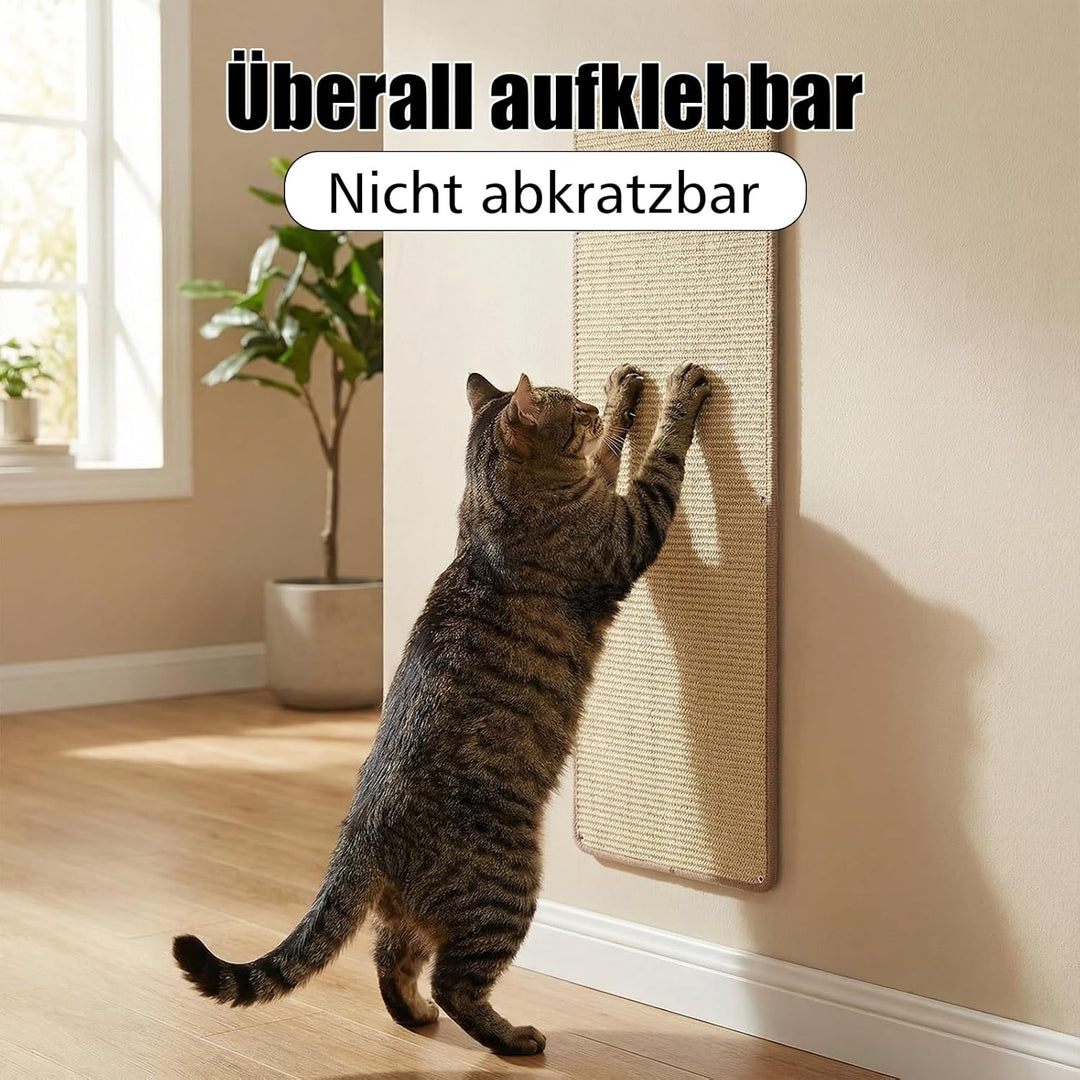 Kratzmatte Katze 40x100cm Natürlicher Sisal Teppich, Selbstklebende Kratzmatte für Katzen, Kratzschu