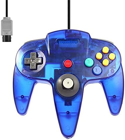 2 Controller Für Nintendo 64 N64 Farbe nach Wahl Kabelgebunden Gamepad Joypad (2X Blau Transparent),