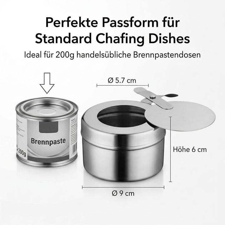 HEMOTON Edelstahl Brennstoffbehälter 2 Stück Mit Deckel Für Spiritusbrenner Chafing Dish Brennpasten