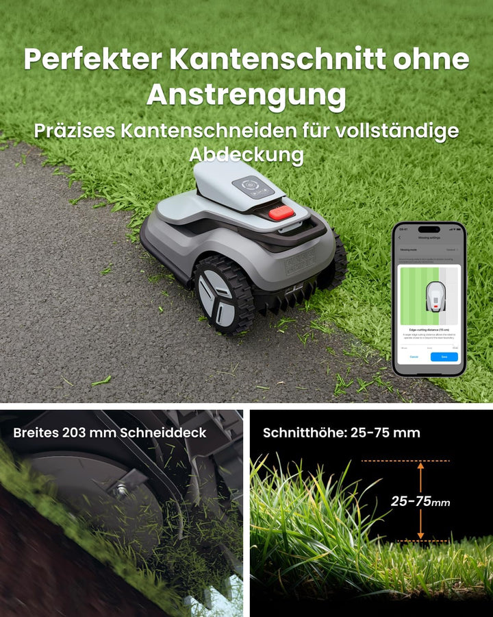 TerraMow V600 Mähroboter ohne Begrenzungskabel mit Garage, Tri-AI Vision-Technologie ohne Kabel-/RTK