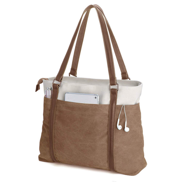Damen-Laptop-Tragetasche für die Arbeit, leicht, Spleisst, Leinen, 39,6 cm (15,6 Zoll) Handtasche, G