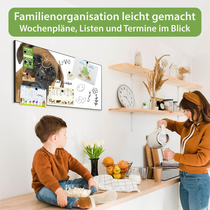 banjado Magnettafel schwarz 78 x 37cm / Magnetwand Metall/Magnetpinnwand als Memoboard/Pinnwand Magn