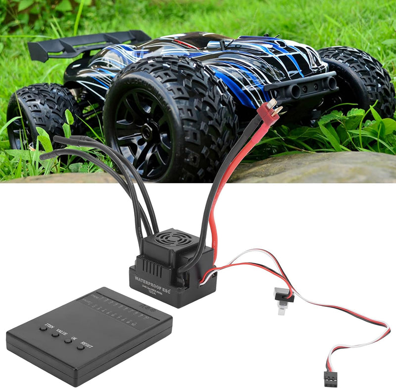 Alomejor RC Wasserdichtes ESC 120A Brushless ESC Fernbedienung Auto Brushless ESC mit Programmierkar