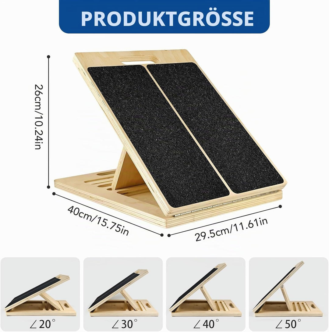 Professionelles Schrägbrett aus Holz, Tragbares Wadendehner Verstellbarer Mobility Board mit Tragegr