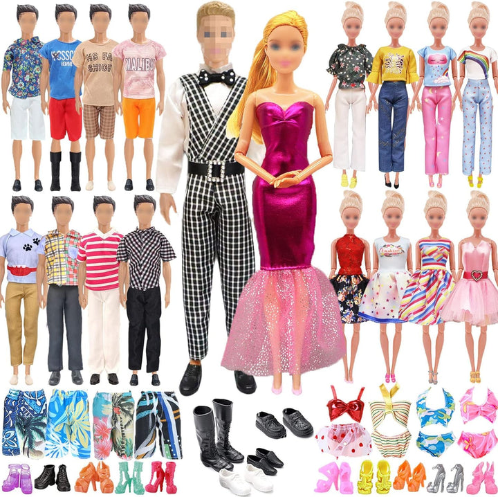 27 Stück Kleidung und Zubehör Kompatibel mit Barbie Ken, 1 Anzug 5 Freizeitbekleidung 2 Badehose, 1