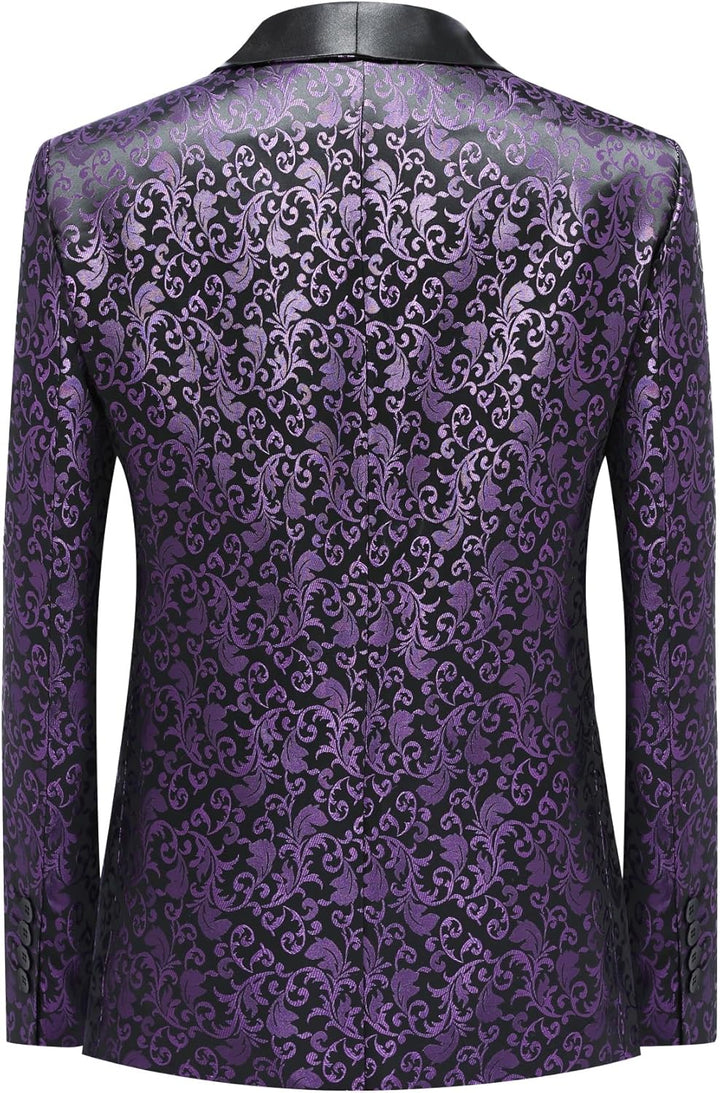 Allthemen Sakko Herren Slim Fit Jacquard Bunte Sakko Casual Blazer Glitzer Smokingjacke Anzugjacke f