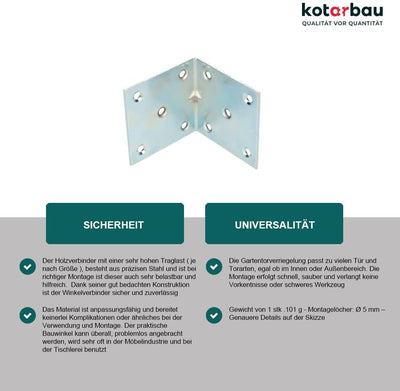 KOTARBAU Winkelverbinder 60 x 60 x 60 mm Sicke Stahl Bauwinkel Montagelöcher Möbelwinkel Verzinkt Sc