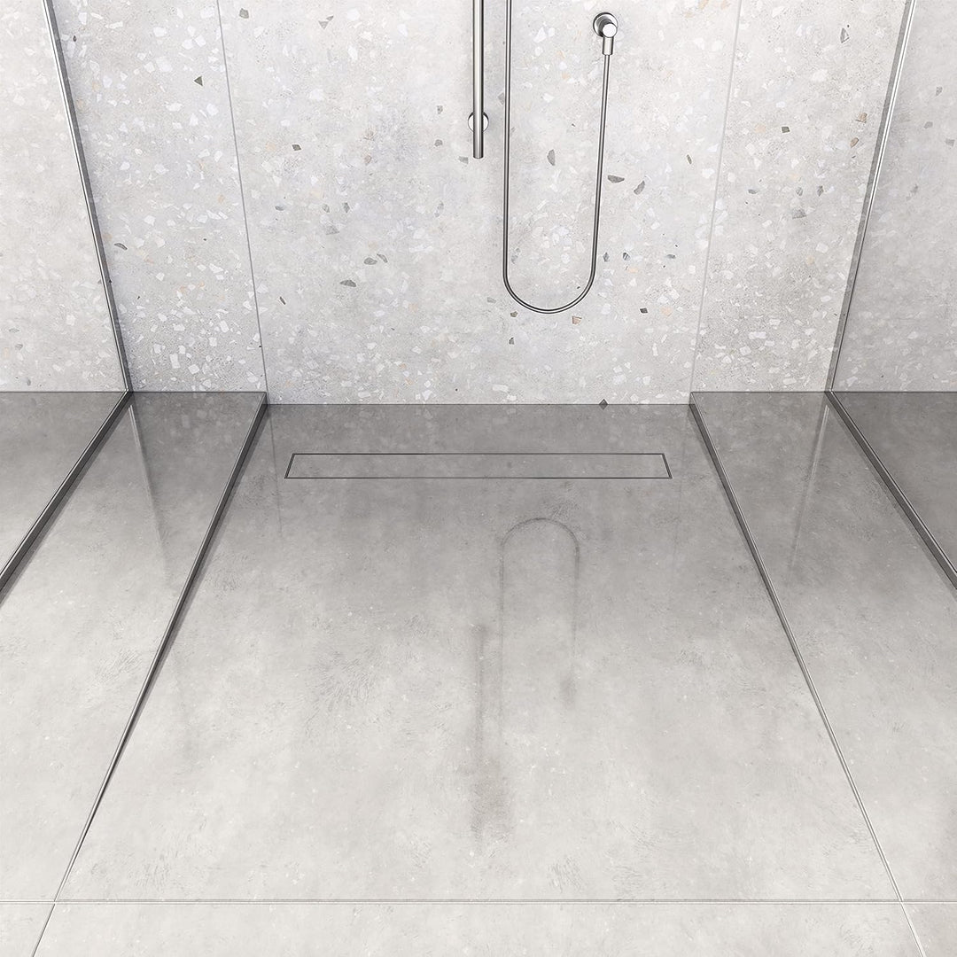 Aquabad Edelstahl Gefälleprofil Clive für begehbare Dusche 100cm, 1x paar (links und rechts), Kanten