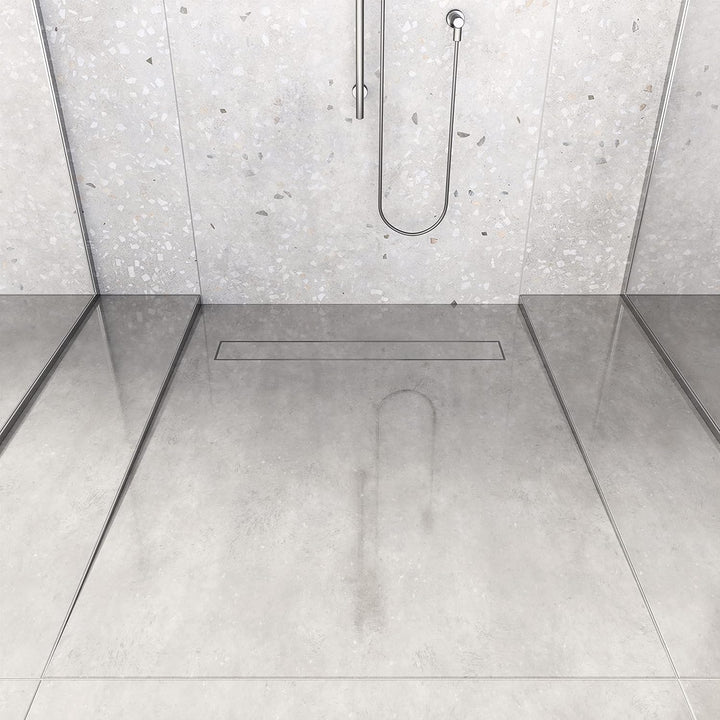 Aquabad Edelstahl Gefälleprofil Clive für begehbare Dusche 120cm, linksversion, Kantenhöhe 14mm 120c