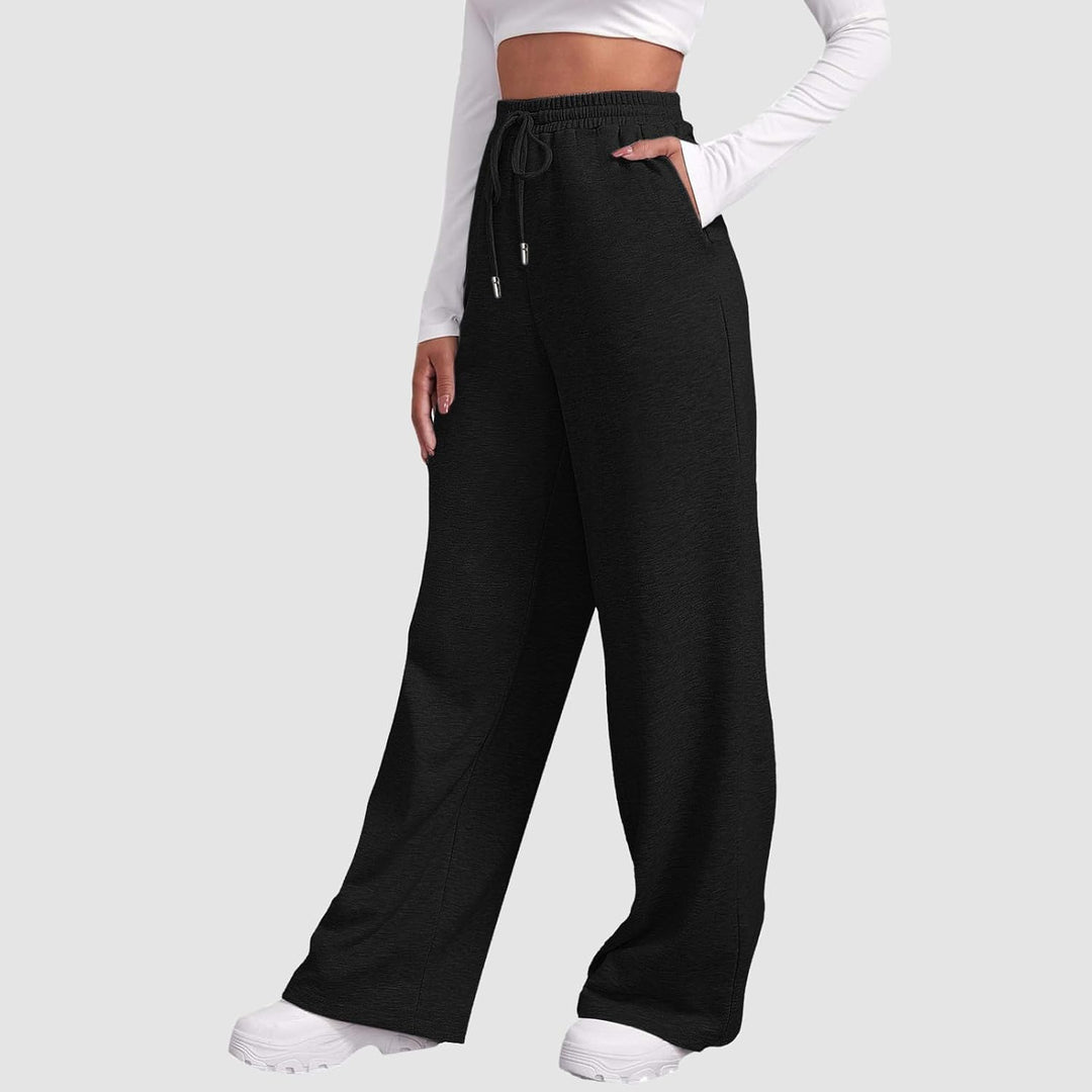 Generisch Pro Hose Damen mit Fleece-Futter, breite, gerade Beinhose, Jogginghose, Joggerhose, Workou