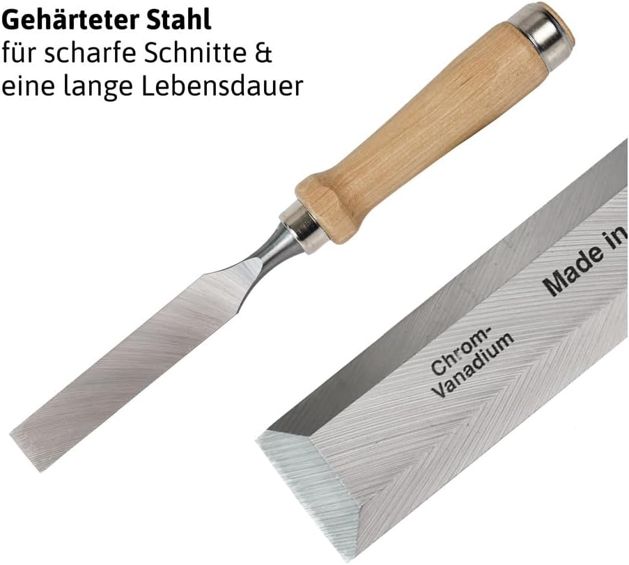 Dönges Stechbeitel 20 mm, mit Holzheft aus Weissbuche, mit Seitenfase | Made in Germany | Stecheisen