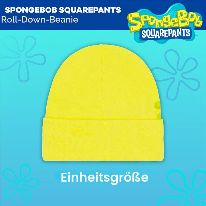 Concept One Unisex-Erwachsene Spongebob Roll Down Cuff Beanie-Mütze, gelb, Einheitsgrösse
