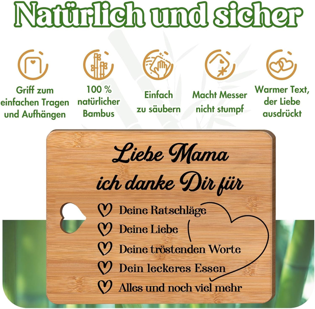 Weihnachtsgeschenke für Mama, Mama Geschenk - Bambus Schneidebrett, Geschenk für Mama zum Geburtstag