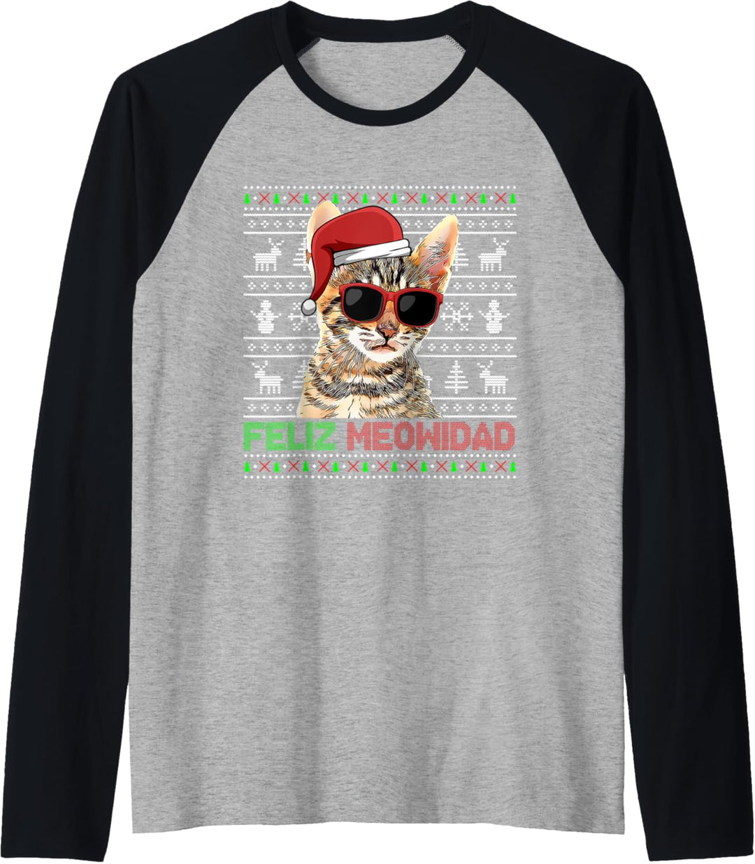 Toyger Cat Feliz Meowidad Lustige Weihnachten Raglan