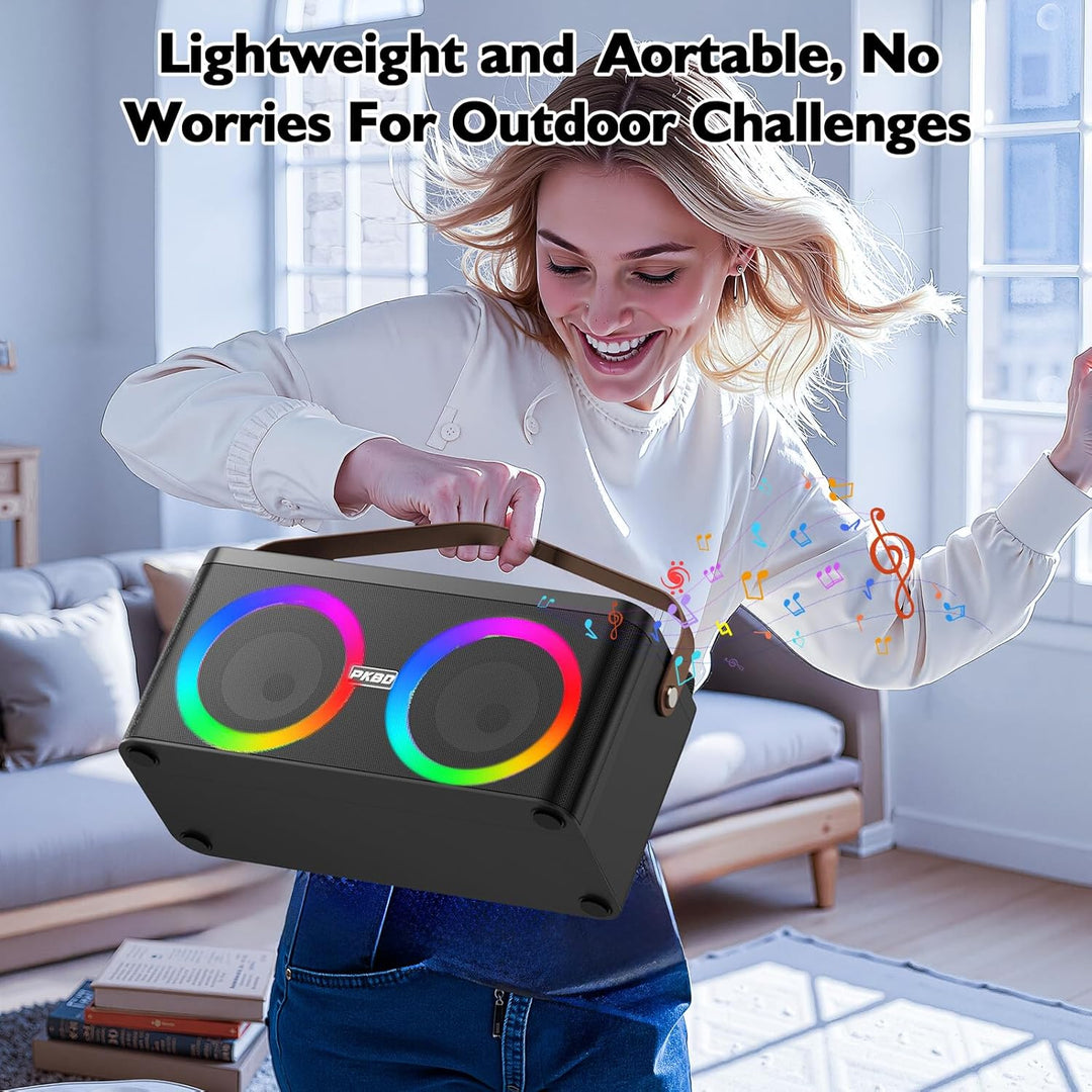 Karaoke Maschine mit Telefon-/Pad-Halterung, Tragbarer Bluetooth-Lautsprecher mit 2 kabellosen Mikro