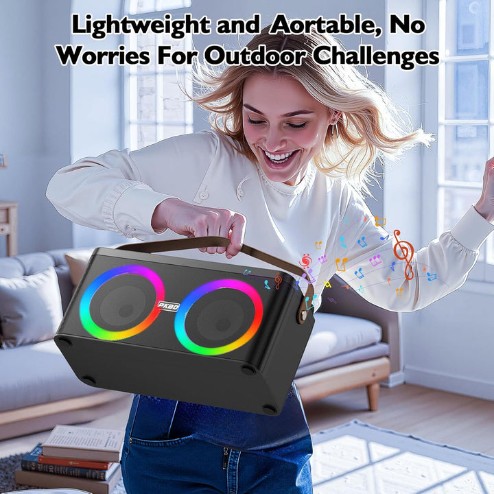 Karaoke Maschine mit Telefon-/Pad-Halterung, Tragbarer Bluetooth-Lautsprecher mit 2 kabellosen Mikro