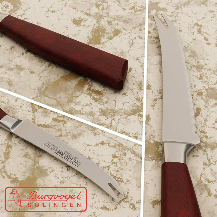 Burgvogel Solingen Natura Line, Tomatenmesser Holzgriff, rot satiniert, geschmiedet, 13 cm, rostfrei